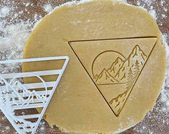 Mountains cookie cutter, Landscape cookie cutter, Vacation in the mountains, Hiking gifts, Polymer clay cutter, Ceramics stamp, Fondant