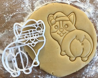 Christmas Corgi Butt Cookie cutter, Santa hat corgi, Pembroke Welsh Corgi, Corgi gifts, Funny cookie cutter, Dog lover gift