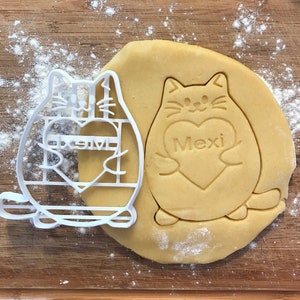 Personalized cat with hearth cookie cutter, Personalised gift, Gift for Bakers, Valentines day gift, Cat lover gift, Crazy cat lady