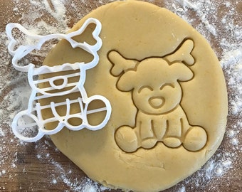 Reindeer cookie cutter,  Chirtsmas cookies, Winter cookies, Kawaii christmas, Stocking stuffer, First birthday favor, Moose cookie cutter