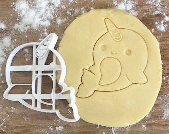 Narwhal cookie cutter, Narwhal birthday favor, fondant clay cutter, Animal lover gift, Gift for mom, Whale cookie cutter, Sea creature