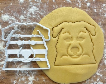 Australian Shepherd face cookie cutter, Shepherd gift idea, Shepherd dog gifts, dog lover gift, dog biscuit, fondant clay cutter, Dog mom