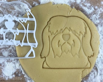 Old english sheepdog face cookie cutter, dog biscuit, fondant clay cutter, Dog lover gift, Sheepdog gifts, Dog party favor, Gift for mom
