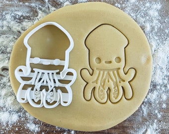 Squid cookie cutter, Nautical cutter, Sea cookies, Ocean cookies, Clay Fondant cutter, Octopus gifts, Medusa Sea Water Animal Ocean River