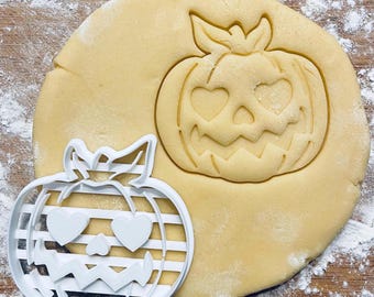 Halloween Pumpkin Cookie cutter, Hearth eye pumpkin, Jack O Lantern, Craved pumpkin, spooky scary, Halloween decor, fondant clay cutter