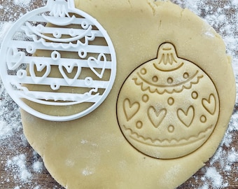 Christmas bauble cookie cutter, Bauble ball Christmas tree ornament cookie stamp, Winter Snow Stocking Stuffer, Pastry Fondant Dough Biscuit