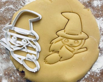 Cute Witch cookie cutter, Witch on a broomstick, Magic Magical, Halloween cookies, fondant clay cutter, witchcraft evil spell, Kitchen witch