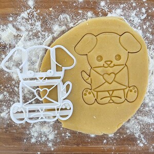 Valentines dog with letter cookie cutter, Valentines gift, Dog lover gift, Gift for girlfriend, Gift for him, Love letter, I woof you