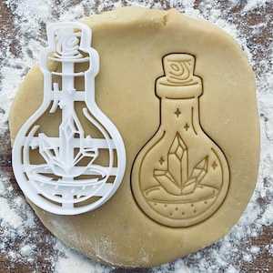 Crystal flask cookie cutter, Magic Magical potion, Witchcraft witch wicca occult, Dnd RPG fantasy, Pastry Fondant Dough Biscuit Clay stamp
