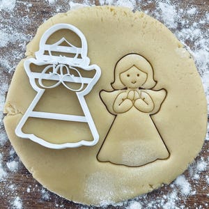 Angel cookie cutter, Praying Angel cookie stamp, Nativity Scene, Christmas Snow Winter Ice Season Santa, Clay Pastry Fondant Dough Biscuit