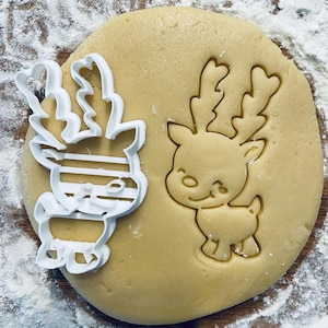 Reindeer cookie cutter,  Chirtsmas cookies, Winter cookies, Kawaii christmas, Stocking stuffer, First birthday favor, Moose cookie cutter
