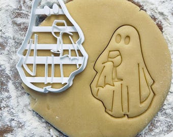 Ghost with wine cookie cutter, Halloween Scary Ghost, Grave Tombstone Ghosts, Trick or treat party, Halloween cookies, Halloween decor