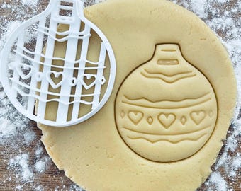 Christmas bauble cookie cutter, Bauble ball Christmas tree ornament cookie stamp, Winter Snow Stocking Stuffer, Pastry Fondant Dough Biscuit