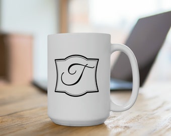 T, Letter T Ceramic Mug 15oz