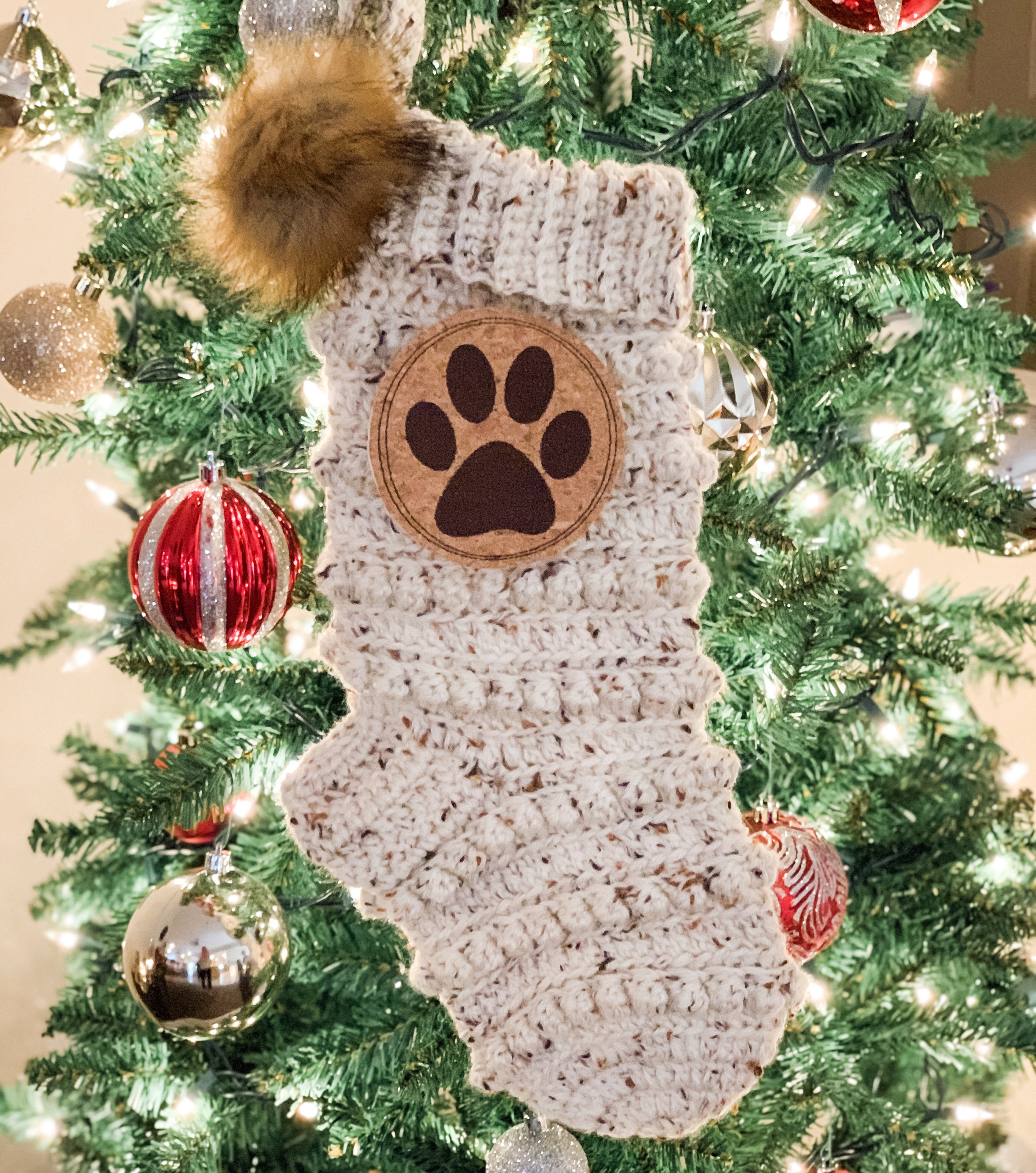 Pet Christmas Stockings Paw Print Monogram Stockings Farmhouse | Etsy