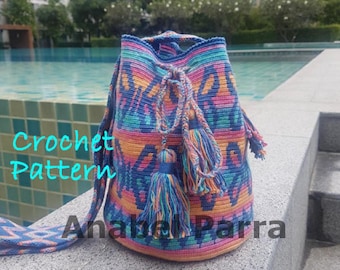 Crochet Tapestry Bag, Mochila Wayuu Pattern Mochila Bags, Beginner Friendly, Ply Split Braiding, Schema Tutorial, Crossbody, Drawstring DIY