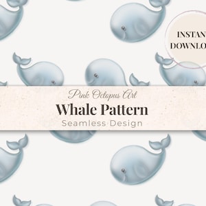 Whale Seamless Pattern Set PNG JPG | Ocean Repeat Design for Fabric & POD