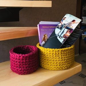 Crochet Storage Basket, Handmade Round Makeup Organizer, Woven Bathroom Storage Bin, Boho Basket, Unique Home Organization, Christmas Gift