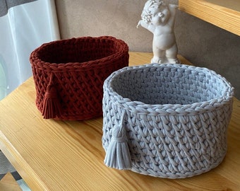 Storage basket , Crochet basket , nursery decor cotton basket , bathroom storage basket in natural colors