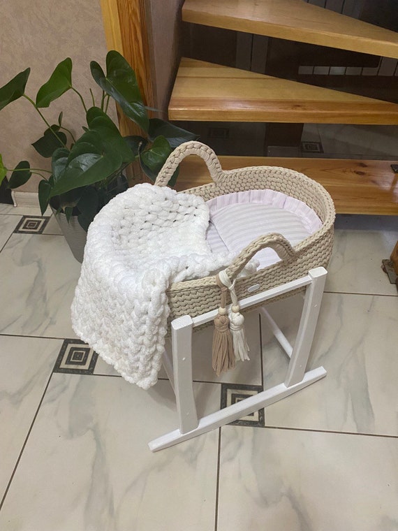 Small Foot Dolls Cradle Basketwork White Doll Doll's Moses basket Crib 11417 