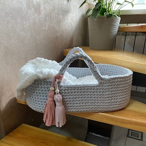 Cesta de moisés de muñeca, cuna de muñeca, cesta de muñeca de cuna renacida, moisés de muñeca, cochecito de muñeca, cama para juguete suave, regalo de Navidad para niña pequeña