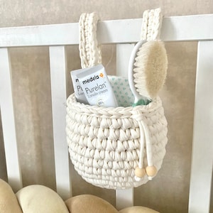 Hanging Basket Crib Organizer, Cotton Rope Crib Pocket, Woven Toy Storage Bag, Wall Organizer Or Diaper Bag, Boho Home Decor, Christmas Gift