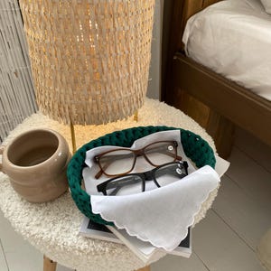 Eyeglass Holder Stand, Desk Sunglasses Organizer, Woven Storage Basket for Glasses, Stylish Desk Organizer, Gift for Women, Christmas Gift