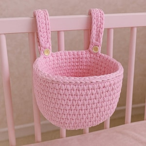 Hanging Basket, Pink Crib Organizer, Storage Bag, Diaper Organizer, Crib Pocket, Toy Storage, Laundry Bags, Storage Basket, Christmas Gift