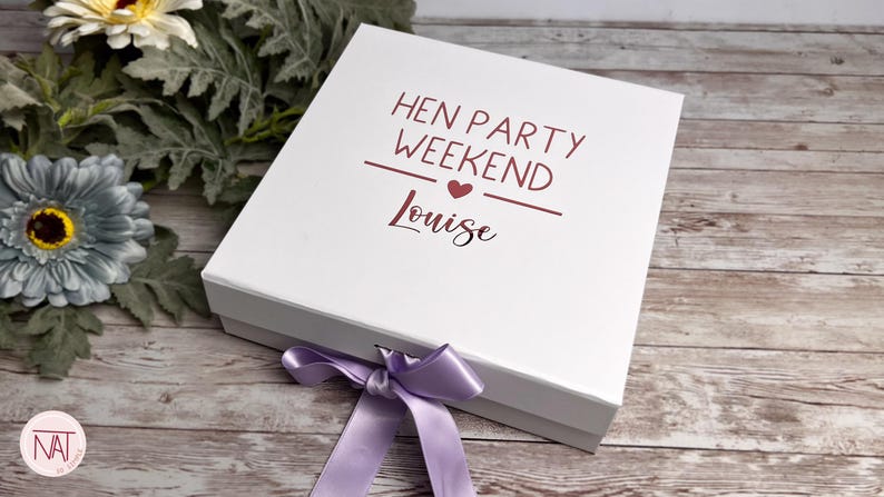Personalized Hen Party Gift Box: Custom Text & Color, Bride To Be Keepsake image 1