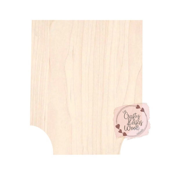 WOOD CUTOUT: straight top radiused internal bottom rectangle; rectangle; scalloped; door hanger; wood blank; cutout; baby announcement