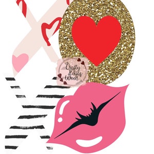 TEMPLATE- XOXO with lips door hanger template- valentine- lips- hearts- door hanger template, cut, file, paint, digital, template