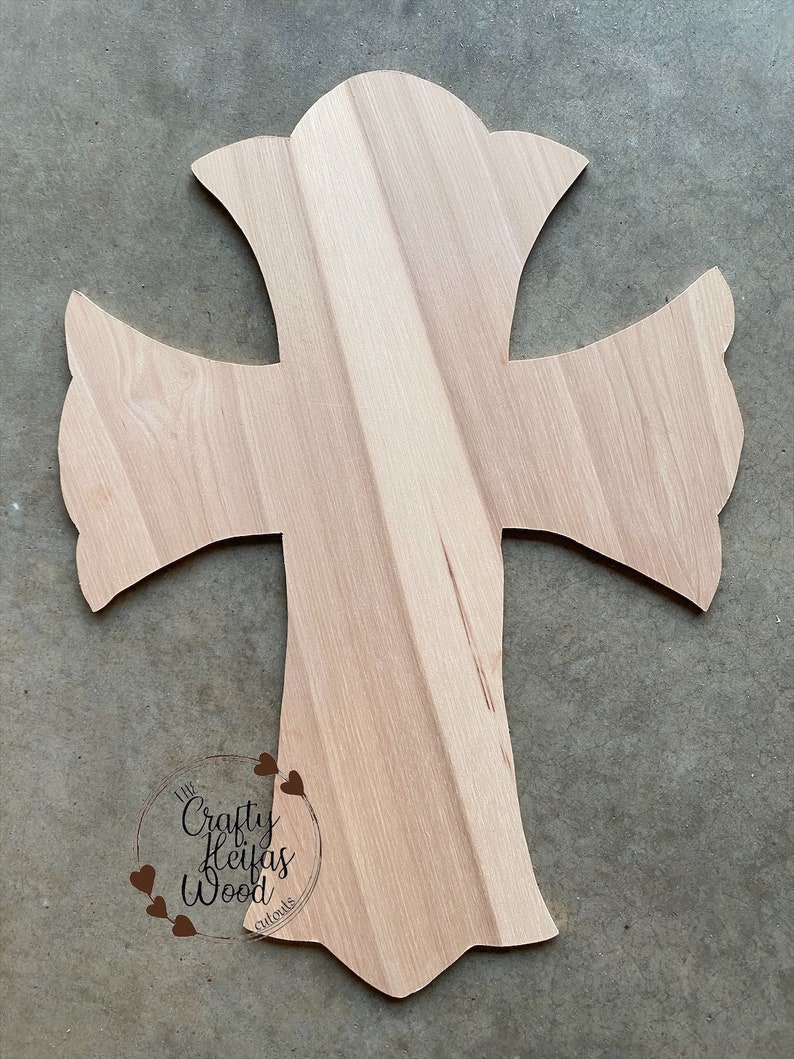 Fancy Cross Unfinished Wood Door Hanger Cutout Etsy