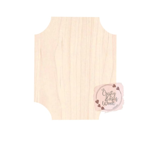 WOOD CUTOUT: rectangle with inset corners; scalloped; door hanger; wood blank; cutout; rectangle; baby announcement; hospital