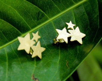 Stars Earrings / Sterling Silver Stud Earrings /18k Gold Plated/  Everyday Wear Earrings / Minimalist Earrings / Christmas Gifts