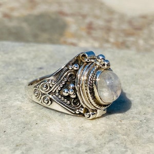 Poison Ring / Moonstone Ring / Handmade Sterling Silver  Ring / Gemstone Ring/ /Bohemian Ring/Secret Box Ring/ Ring for mom/ Gift for Mom