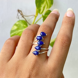 Natural Lapis Lazuli Ring Handmade 925 Sterling Silver Ring Designer Gemstone Ring Lapis Lazuli Jewelry Perfect Gift for Her/Mom