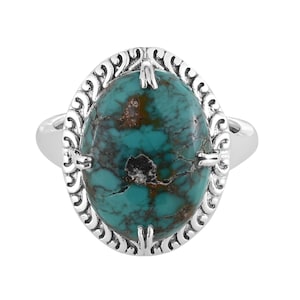 Handmade Sterling Silver Turquoise Ring | December Birthstone Jewelry | Natural Turquoise Jewelry | Boho Statement Ring | Perfect Gift