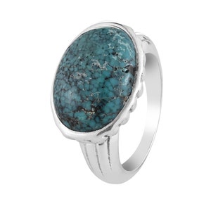 Natural Turquoise Ring Sterling Silver Gemstone Ring Boho Ring December Birthstone Ring Bohemian Turquoise Jewelry Perfect Gift for Him/Her