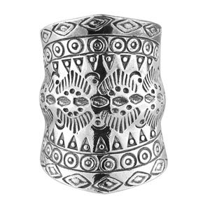 Boho Sterling Silver Statement Ring | Wide Tribal Band | Handmade Adjustable Tribal Ring | Vintage Silver Jewelry | Bohemian Style Jewelry