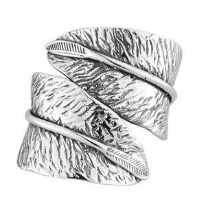 Sterling Silber Blatt Ring | Naturinspirierter Ring | Handgemachter Boho Schmuck | Statement Ring | Silber Wickelring | Einzigartiges Geschenk für Sie / Mutter