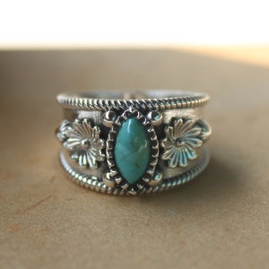 Turquoise Ring Sterling Silver Ring Turquoise Gemstone Ring Boho Ring December Birthstone Ring Bohemian Turquoise Jewelry Christmas Gift