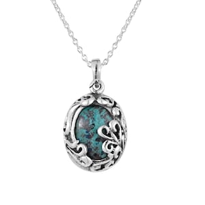 Sterling Silver Turquoise Pendant Necklace | Vintage Nature-Inspired Design Natural Stone Jewelry | Boho Southwest Jewelry | Gift for Her
