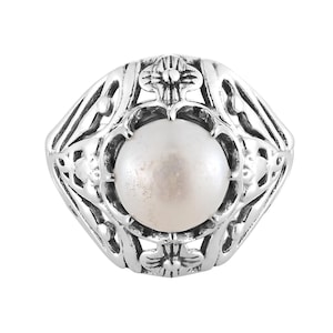 Natural Pearl Ring in 925 Sterling Silver – Boho Chic Ring for Women Classic June Birthstone Ring, Bohemian Pearl Ring Perfect Gift for Her