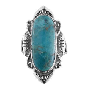 Sterling Silver Turquoise Statement Ring | Southwest Style Turquoise Ring | Boho Tribal Turquoise Jewelry | Handmade Ring | Gift for Her/Mom