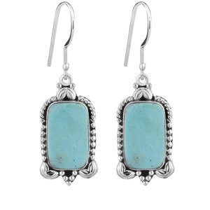 Handmade Sterling Silver Turquoise Dangle Earrings | Boho Drop Earrings | Southwest Style Earrings | Native Style Jewelry | Gift for Her/Mom