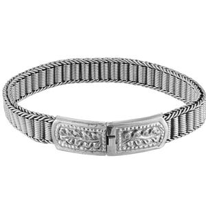 Mens Sterling Silver Bracelet | Oxidized Tribal Link Bracelet for Him | Heavy 925 Silver Boho Bracelet | Handcrafted Gift for Him/Dad