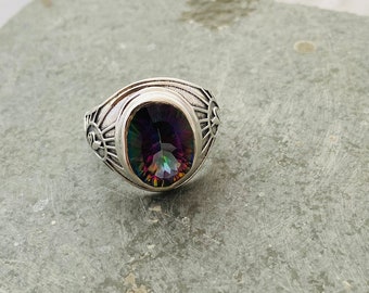 MYSTIC QUARTZ 925 Sterling Silver Ring, Statement Ring, Handmade Ring, Gift for Him/Her