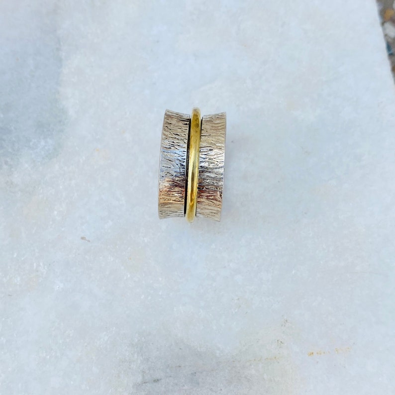 Meditation Thumb Ring Yoga Anti-Stress Anxiety Band Ring Spinner Ring Gift for HimHer Sterling Silver Spinner Ring