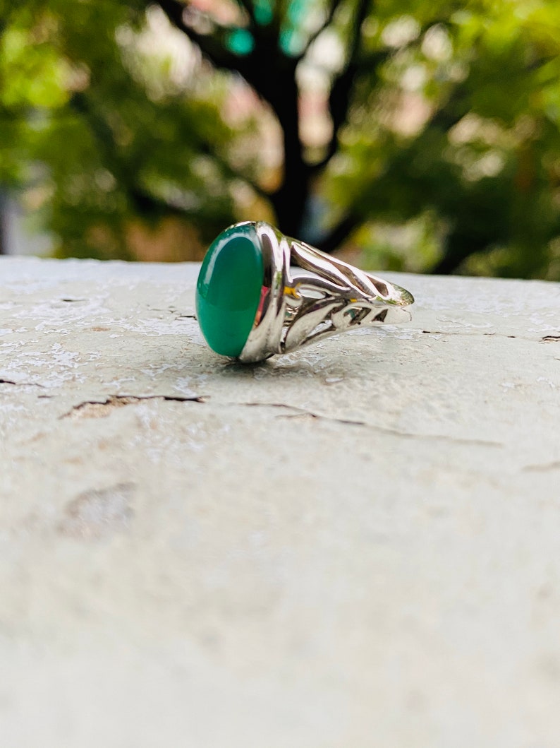 Gift for HimHer GREEN ONYX 925 Sterling Silver Ring Statement Ring Handmade Ring