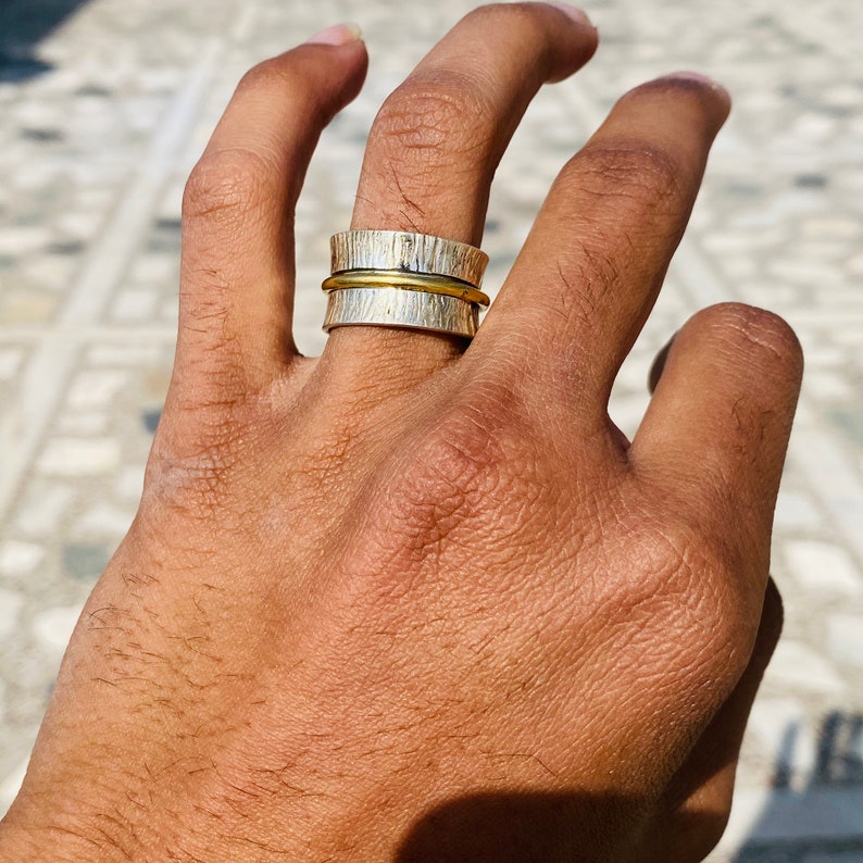 Meditation Thumb Ring Yoga Anti-Stress Anxiety Band Ring Spinner Ring Gift for HimHer Sterling Silver Spinner Ring